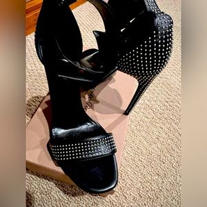 Saint Laurent Black Studded heel sandals. Worn twice. Like new